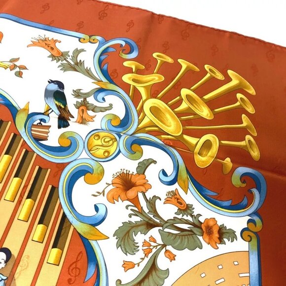 HERMES Carre90 ORGAUPHONE AND MECHANIQUES instruments Scarf Unused - Picture 13 of 14